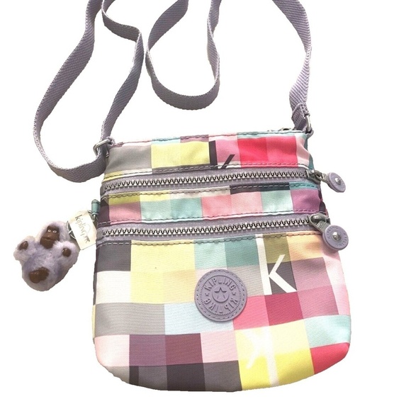 Kipling Pastel Color Block Squares Crossbody Bag; 3 compartments; Adjustable - Picture 2 of 5